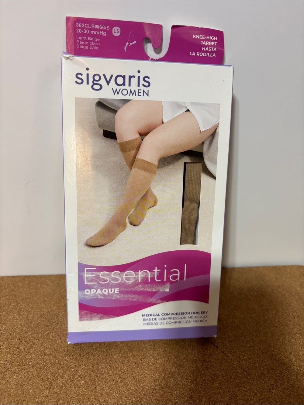 Sigvaris Women Essential Knee-High Compression Socks in Light Beige